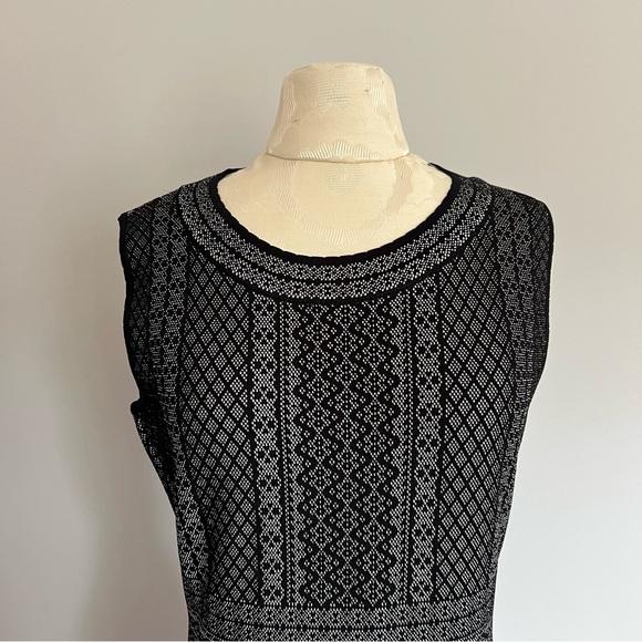 BCBG Max Azria Women Size L Black Jose Dress Fitted Geometric knit NWT Stretch - Picture 5 of 5